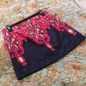 Lilly Pulitzer Navy Skirt with Pink Pattern